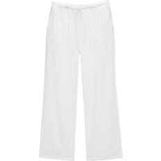 Pull&Bear Vita Byxor I Linnestil Med Hög Midja - Vit/A