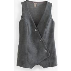 River Island Asymmetrisk Habitvest Med Nålestriber - Grå