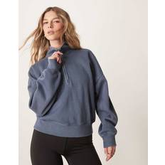 Abercrombie & Fitch Jumpers Abercrombie & Fitch Quarter Zip Sweatshirt Indigo Green