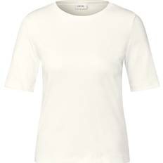 Hög komfort T-shirts Cecil Basic RIPP Struktur T-shirt - Vanilj Vit