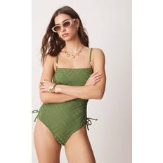 New Look Swimsuits New Look New Look Monogram Square Neck Swimsuit - Khaki/Green