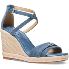 Blåa Sandaletter Michael Kors Mandy Denim Wedge Sandal - Blue