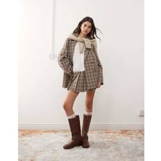 Rutiga Kjolar Miss Selfridge Plisserad Minikjol Med Spetskant Och Sidoband - Flera