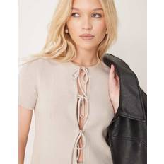 Abercrombie & Fitch Tops Abercrombie & Fitch Short Sleeve Tie Up Front Knit Cardigan Oatmeal