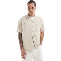 Natural Shirts New Look Double Pocket Boxy Linen Blend Shirt - Off White