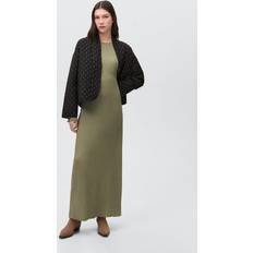 L Dresses Mango Long Textured Dress - Khaki