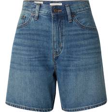 Brown - Women Shorts Levi's High Rise Baggy Denim Shorts - Mid Blue