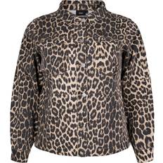Zizzi Ytterkläder Zizzi Jeansjacka JLeona L/S Indoor Jacket - Brun