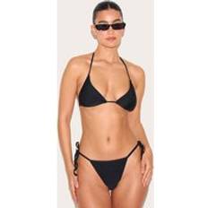 Black - Women Bikini Sets PrettyLittleThing Basic Triangle and Tie Side Bikini Set - Black