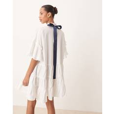 Sister Jane Contrast Bow Mini Dress - Pearl White