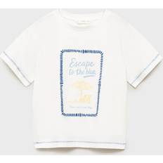 Mango Printed Cotton-Blend T-shirt - Off White