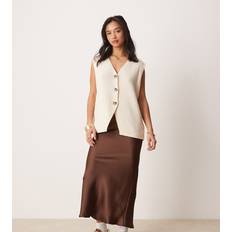 Adult - Brown Skirts New Look Petite Satin Midi Bias Skirt - Brown