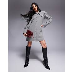 River Island Large Collar Gingham Mini Shirt Dress - Black