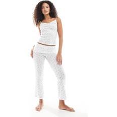 New Look Pyjamas New Look Pyjama Wide Leg Trouser And Vest Set - White