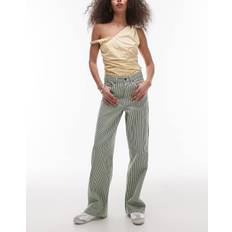 Randiga Jeans Topshop Raka Jeans Medelhög Midja Och Ledig Passform - Grön