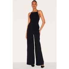Jumpsuits Jumpsuits & Overalls PrettyLittleThing Stretch Woven Square Neck Wide Leg Jumpsuit - Black