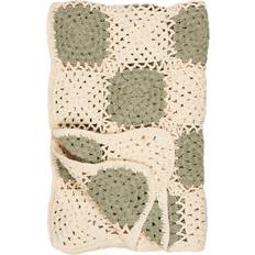 Ib Laursen Virkad Pläd Creme/Grön Filt Grön, Beige (170x130cm)