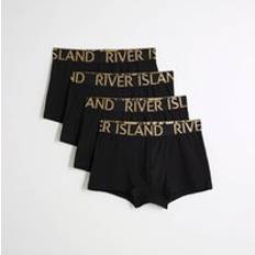 Gold Men's Underwear River Island 4 Pack Gold Metallic Large Ri Boxers - Black