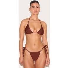 PrettyLittleThing Basic Triangle And Tie Side Bikini Set - Chocolate