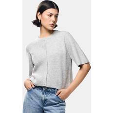 Genbrugsmaterialer Trøjer Pieces Pcsilly SS O-neck Knit Cardigan - Light Grey Melange