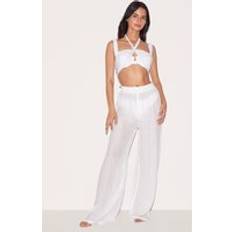Dam - Vita Kostymer PrettyLittleThing Bandeau Beach Top and Trouser Set - White