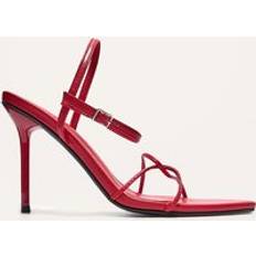 Red - Women Heeled Sandals PrettyLittleThing Red PU Point Toe Thin Strappy High Stiletto Heeled Sandals - Red