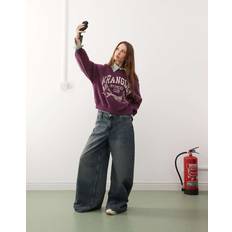 Wrangler Tröjor Wrangler Sweatshirt Oversize Med Tryck - Vinröd/Lila
