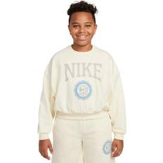 Nike Sweatshirts Barnkläder Nike Girls' French Terry Crew-neck Sweatshirt - Coconut Milk/College Grey