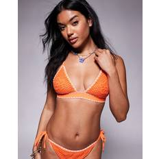 Orange Swimwear River Island Crochet Triangle Bikini Top - Orange