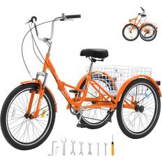 Tricycle Bikes VEVOR Folding Adult Tricycle 24-Inch 7-Speed