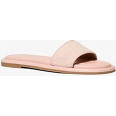 Michael Kors Slides Michael Kors Dana Logo Embossed Denim Slide Sandal - Pink