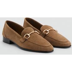 Mango Loafers Mango Buckle Suede Moccasin Kvinde - Brun