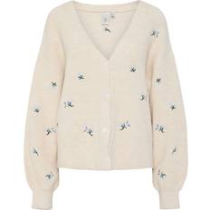 Genbrugsmaterialer Trøjer Yas fleur Cardigan Med Blomsterbroderi - Cremehvid