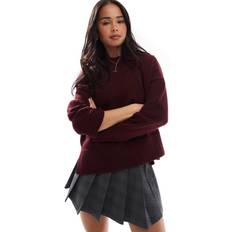 Bershka Tops Bershka Chunky Crew Neck Jumper - Burgundy
