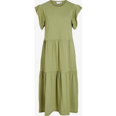 Organic Fabric Dresses Vila Short Sleeve Midi Dress - Sage Green