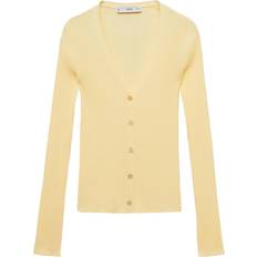 Yellow Cardigans Mango V-Neck Rib-Knit Cardigan - Pastel Yellow