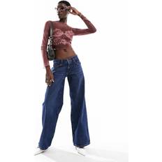 Motel Extra Wide Low Rise Jeans - Mid Blue