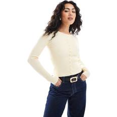 Yellow Cardigans Stradivarius Fitted Ribbed Cardigan - Yellow