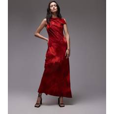 Boat Neck Dresses Topshop Asymmetric Neck Bias Cut Midi - Red Mineral