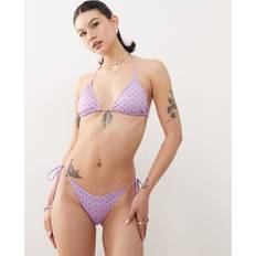Röda Bikiniunderdelar Monki Mixa Och Matcha Bikiniunderdel Med Knytning - Lila/Rödprickig