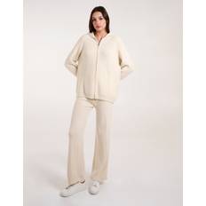 Beige Suits Blue Vanilla Zip Front Hoodie Tracksuit Set - Beige