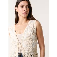 Woman Vests Blue Vanilla Crotchet Tie Front Vest - Stone