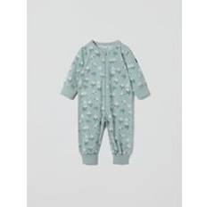 Polarn O. Pyret Floral Print Baby Sleepsuit - Green