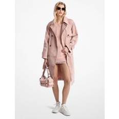 Pink - Women Coats Michael Kors Garment-Dyed Denim Trench Coat - Pink