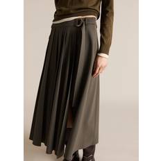 Green Skirts Mango Pleated Skirt With Belt - Khaki