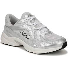 Silver - Women Walking Shoes Ryka Skylift Walking Sneakers Quick Silver Leather Arch Support - Breathable Mesh