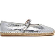 Silver Espadrilles Michael Kors MK Lynn Metallic Leather Ballet Espadrille - Silver