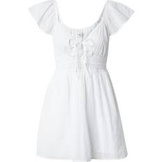 Hollister Short Sleeve Shirred Waist Detail Mini Skater Dress - White