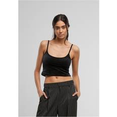 5XL - Dame Toppe Urban Classics Velvet Crop Top - Sort