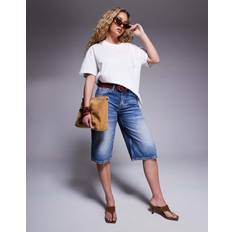 River Island Långa Shorts I Denim - Mellanblå
